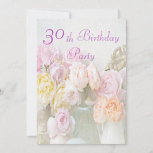 Romantic Roses in Jars 30th Birthday Party Invitation