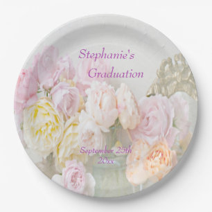 Romantic Roses in Jars Graduation Paper Plate