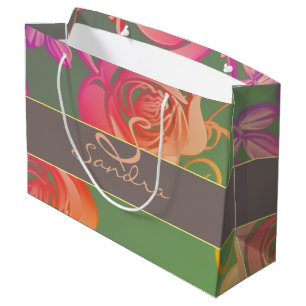 Romantic Roses Monogram   Large Gift Bag