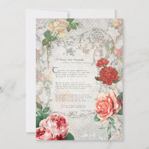 Romantic Roses, Poem & Filigree Border Card