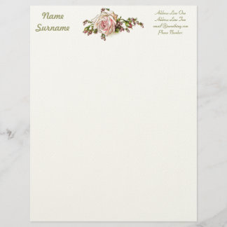Romantic Roses Rosebuds Elegant Vintage Victorian Letterhead