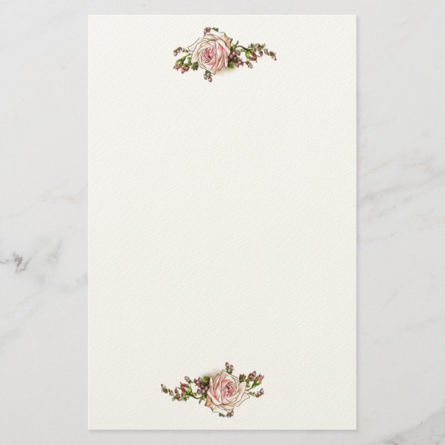 Romantic Roses Rosebuds Elegant Vintage Victorian Stationery (Front)