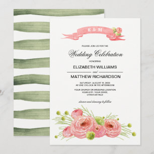 Romantic Roses Watercolor Wedding Invitation