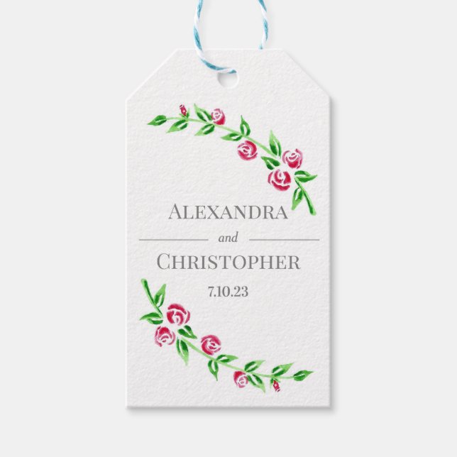 Romantic Roses Wedding Favor Tag (Front)