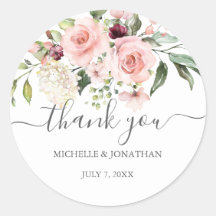 Romantic Roses Wedding Thank You Favour Stickers