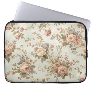 Romantic Roses & Wildflowers Vintage Garland Laptop Sleeve