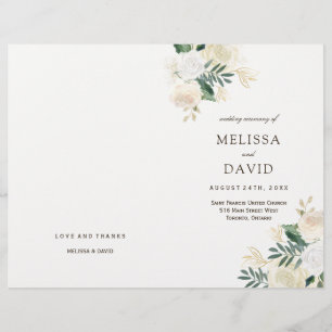 Romantic Roses Woodland Wedding Programs
