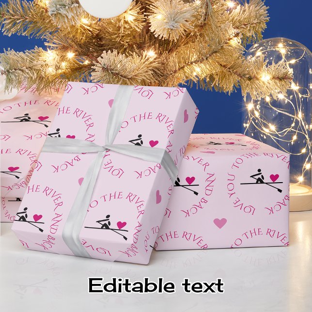 Romantic rower custom text pink wrapping paper (Creator Uploaded)