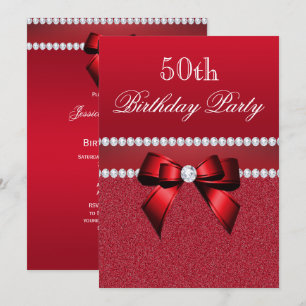 Romantic Ruby Red Birthday Party Invitation