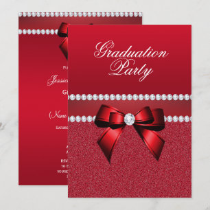 Romantic Ruby Red Graduation Party Invitation