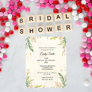 Romantic Rustic Botanical Greenery Bridal Shower Invitation