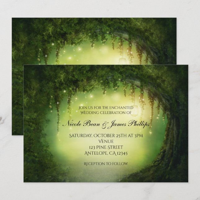Romantic Rustic Enchanted Forest Tree Invitations (Front/Back)