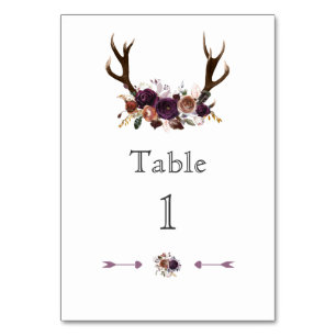 Romantic Rustic Marsala Floral Table Number