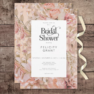Romantic Rustic Pink & White Floral Bridal Shower Invitation