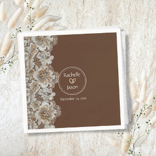 Romantic Rustic Western Country Leather and Lace Napkin