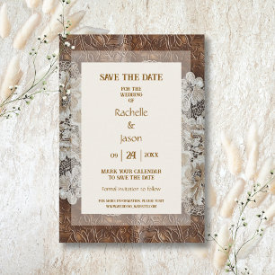 Romantic Rustic Western Country Leather and Lace Save The Date