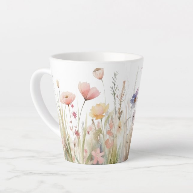 Romantic, rustic, wildflower motive latte mug (Left Angle)