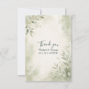 Romantic Sage Eucalyptus Wedding Greenery Thank You Card
