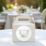 Romantic Sage Floral Wreath w/Lovebirds Wedding Classic Round Sticker<br><div class="desc">This classic design captures all the elegance and romance of 18th century France,  and features an etched sage green floral wreath encircling a pair of nesting lovebirds. Customize the opacity level of the graphics in the design editor,  if desired.</div>