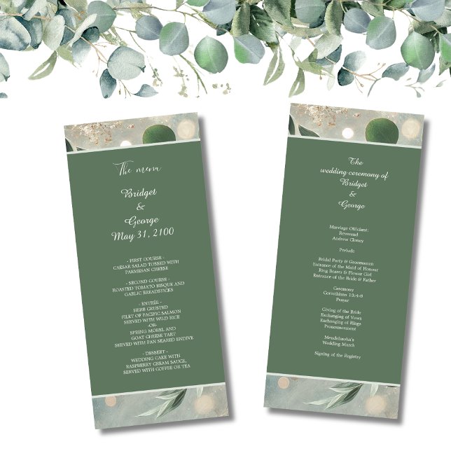 Romantic Sage Green Eucalyptus Wedding Program (Creator Uploaded)