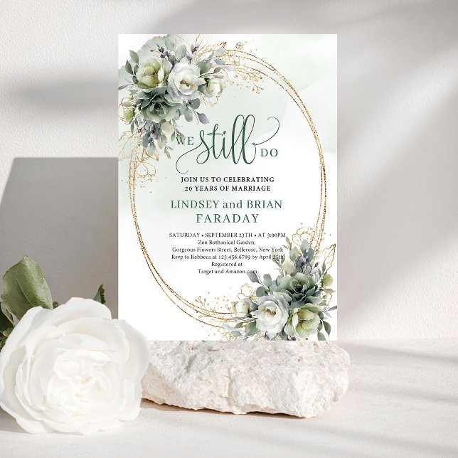 Romantic Sage Green We Still Do Wedding Vows Invit Invitation (Romantic Sage Green We Still Do Wedding Vows Invite)