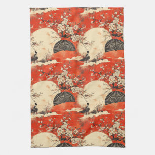 Romantic Sakura Kimono Couple Pattern (1) Kitchen Towel