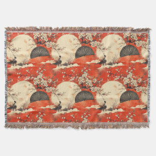 Romantic Sakura Kimono Couple Pattern (1) Throw Blanket