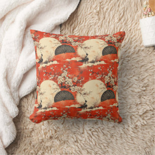 Romantic Sakura Kimono Couple Pattern (1) Throw Pillow