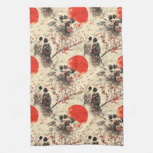 Romantic Sakura Kimono Couple Pattern (3) Kitchen Towel