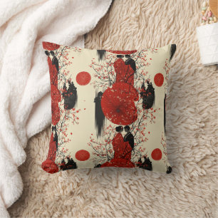 Romantic Sakura Kimono Couple Pattern (4) Throw Pillow
