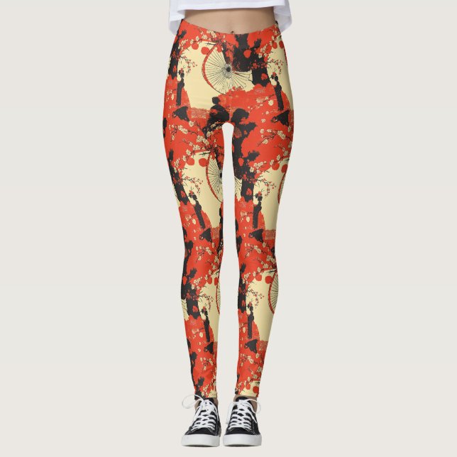 Romantic Sakura Kimono Couple Pattern (5) Leggings (Front)