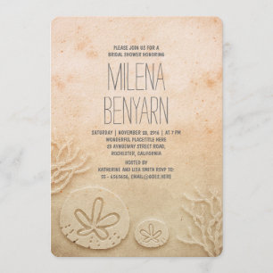 Romantic Sand Dollar Beach Bridal Shower Invitation