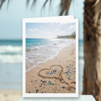 Romantic Sandy Beach Heart | Happy Anniversary Card