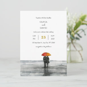 Romantic Sandy Shoreline Couple Walk Beach Wedding Invitation