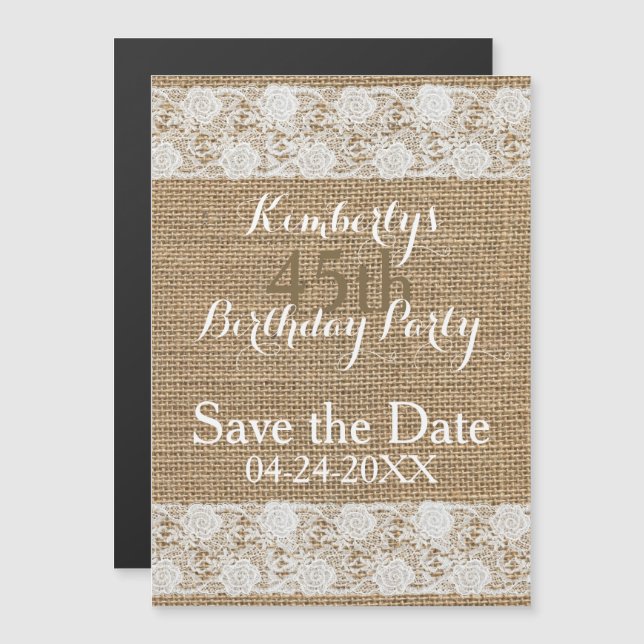 Romantic Save the Date 45th Birthday Magnetic Invitation (Front/Back)