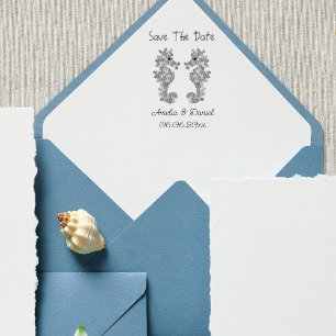 Romantic Save the Date Seahorse Rubber Stamp