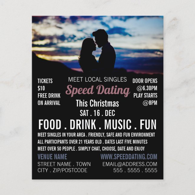 Romantic Scene, Speed Dating Event Advertising Flyer (Front)