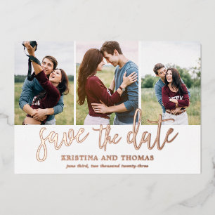 Romantic Script 3 Photo Collage Save The Date