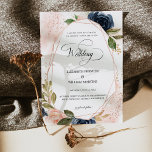 Romantic Script Blush Pink Navy Floral Wedding Invitation<br><div class="desc">Modern and elegant design printed Romantic Script Blush Pink Navy Floral Geometric Frame Wedding Invitation that can be customized with your text. Please click the "Customize it" button and use our design tool to modify this template. Check out the Graphic Art Design store for other products that match this design!...</div>