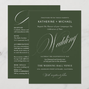 Romantic Script Calligraphy&Details QRcode Wedding Invitation