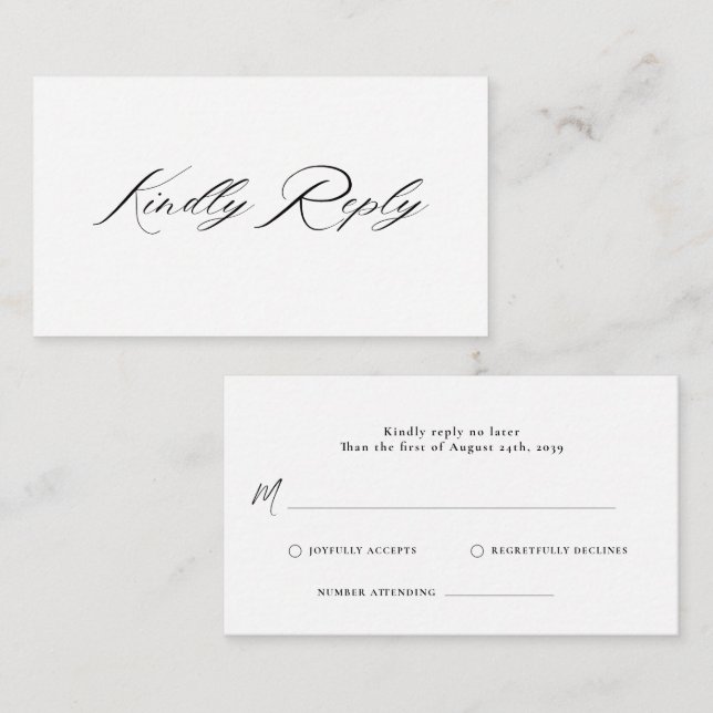Romantic Script Calligraphy QR Code Wedding RSVP  Enclosure Card (Front/Back)