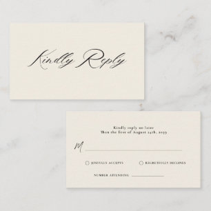 Romantic Script Calligraphy QR Code Wedding RSVP Enclosure Card