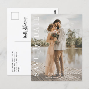 Romantic Script Calligraphy Save the Date Postcard
