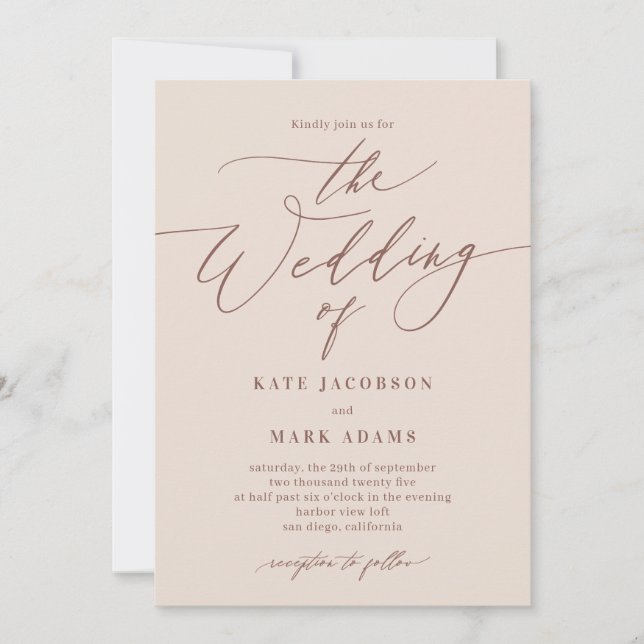 Romantic Script EDITABLE COLOR Wedding Invitation (Front)