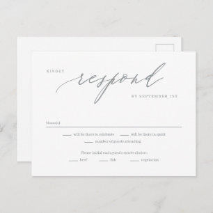 Romantic Script Editable Colour RSVP Reply Card