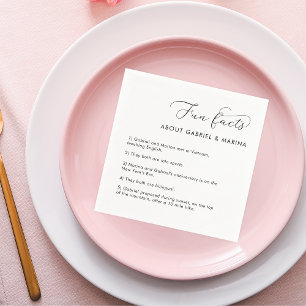 Romantic Script Fun Facts Newlyweds Wedding Napkin