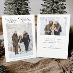 Romantic Script Happy Holidays Christmas 2 Photo Holiday Card<br><div class="desc">Modern elegant calligraphy holiday photo card with an additional photo and text on the back.  For more advanced customization of this design,  please click the BLUE DESIGN TOOL BUTTON above!</div>