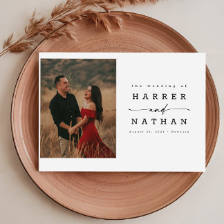 Romantic Script Photo QR Code Wedding Invitation