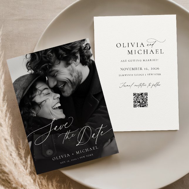 Romantic Script Photo Save the Date Invitation (Creator Uploaded)