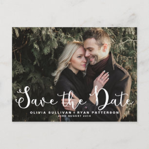 Romantic Script   Photo Save the Date Postcard